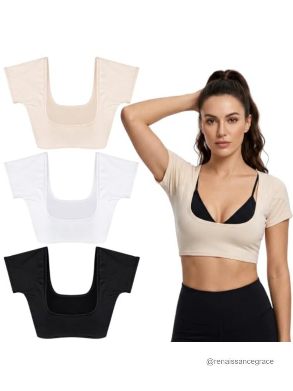 3-Pack Underarm Sweat-Absorbing Vest with Underarm Pads Size S